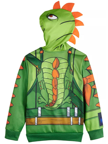Fortnite Boys' Officially Licensed Rex Hooded Costume Jacket Green