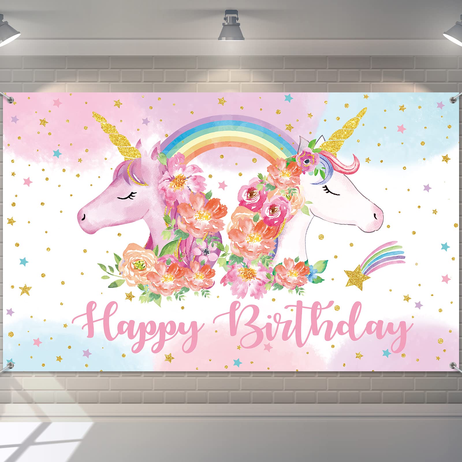 Tatuo Rainbow Unicorn Birthday Backdrop for Girls 5.9 x 3.6 ft Unicorn Party Decorations Happy Birthday Photography Background R