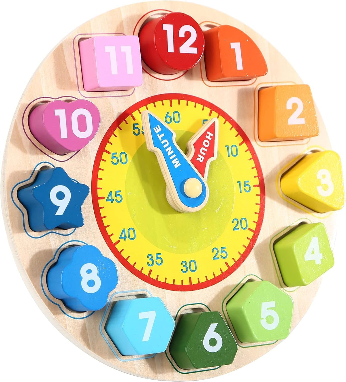 Countrylink Montessori Wooden Shape Sorting Clock Toy For Toddlers | Time Learning Puzzle Game For Kids | Early Education Math &