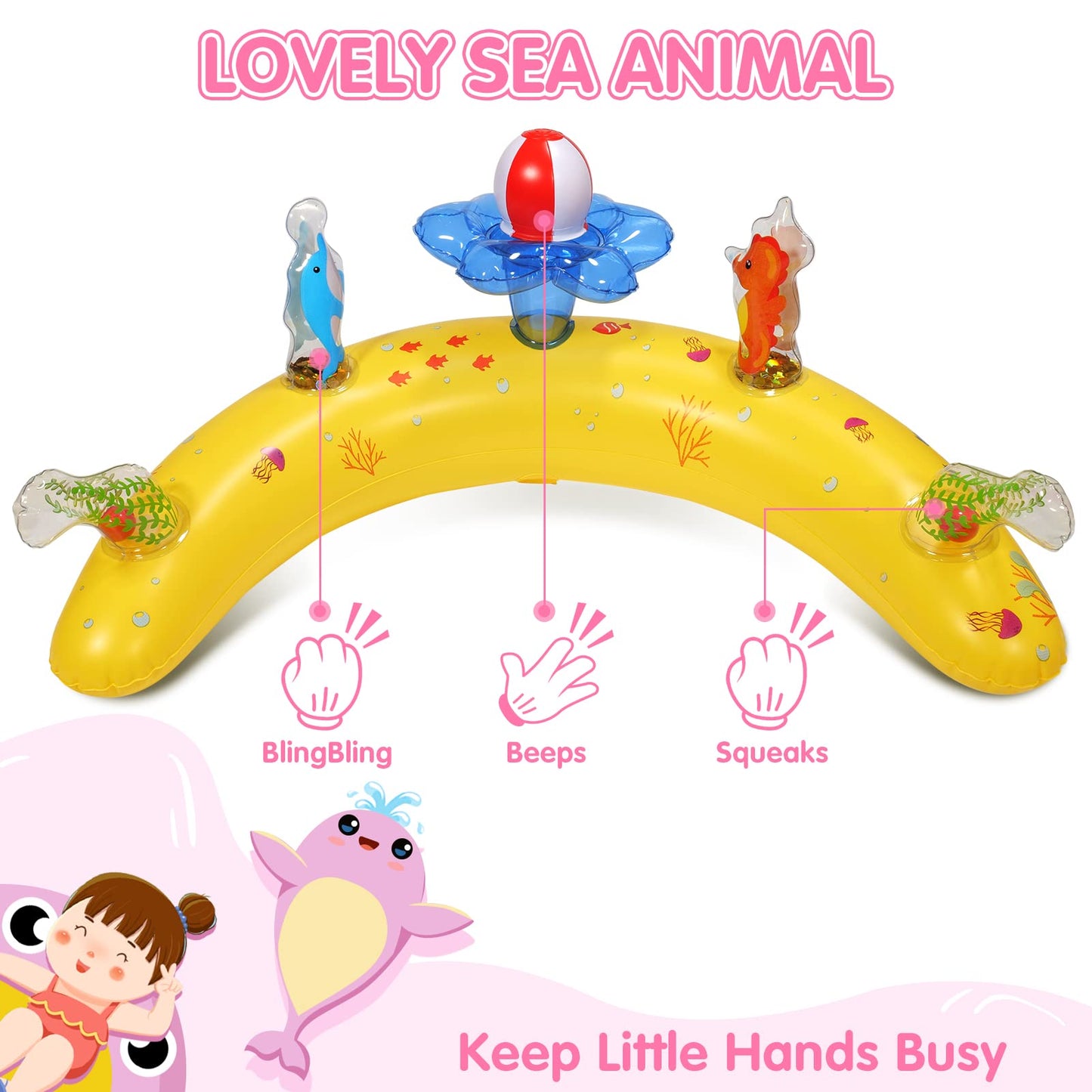 Baby Pool Float With Canopy Upf50+ Sun Protection, Baby Floats For Pool 6-12-24 Months Infant Toddler, Durable Baby Swim Float W