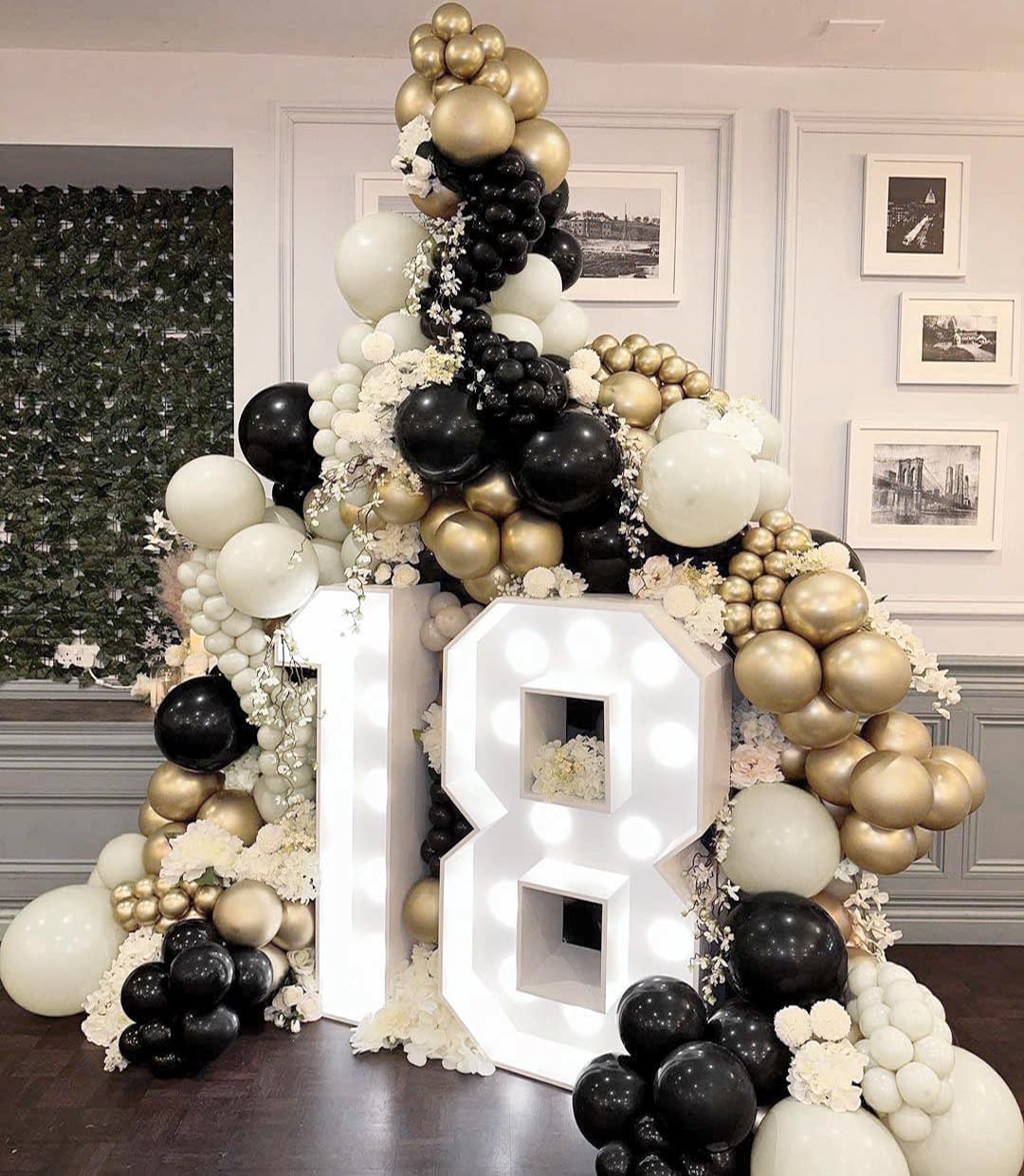 Dagelar Black Gold Beige Balloons, 60Pcs Black Gold White Sand Balloons Party Balloons With Metallic Gold Confetti Party Balloon