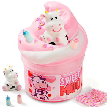 JOYIN Strawberry Milk Cow Slime - Soft, Non-Sticky, Mess-Free, Stress Relief Butter Slime Toys for Kids Classroom Reward, Boys a
