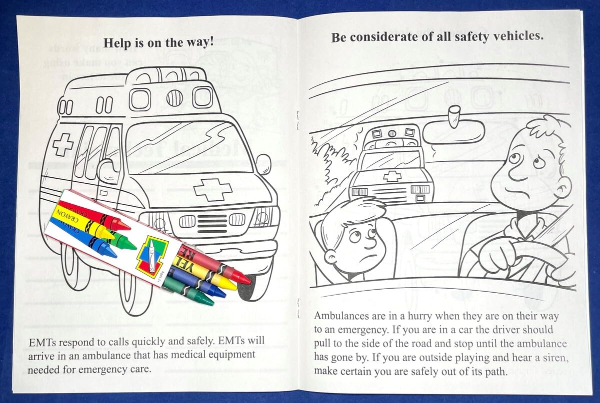 ZOCO - Emergency EMS Workers Save Lives - Coloring & Activity Books (25 Bulk Pack, with Crayons) - Paramedics, Ambulance, 911 Gi