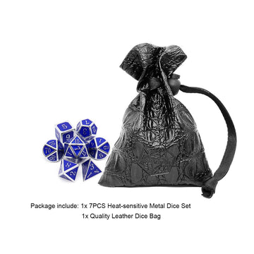 Haxtec Heat Sensitive Metal DND Dice Set Color Changing Metal Dice Temperature Polyhedral D&D Dice for RPG Dungeons and Dragons-