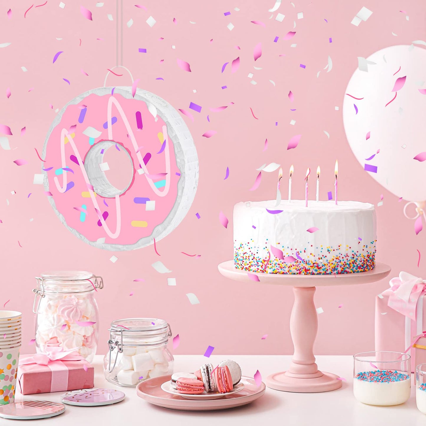 Lewtemi Pinata Party Decorations With Stick Blindfold And Confetti For Party Decorations Centerpiece, Photo Prop, Birthday, Funny Anniversary(Donut)