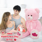 Tezituor Giant Teddy Bear Stuffed Animal 4Ft - Big Pink Teddy Bear With Love Red Heart - Large Stuffed Bear Plush Toys For Kid Christmas Birthday - Valentines Bear Gift For Girlfriend