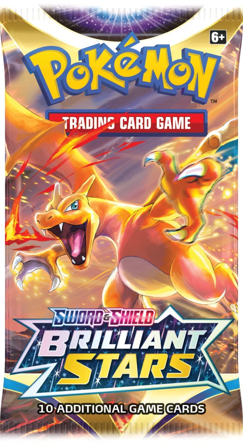 Pokémon Sword & Shield Brilliant Stars Booster Pack - Multicolor, Cardstock, 5.35x3.07x4.88 inches, Model POK81996