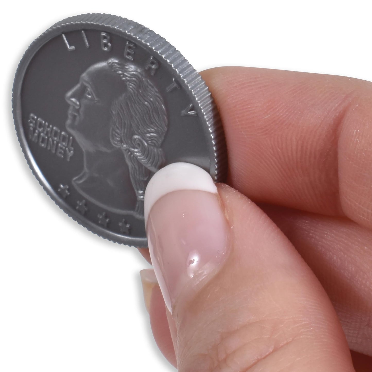 LEARNING ADVANTAGE Play Quarters - Set of 100 Plastic Coins - Designed and Sized Like Real US Currency - Teach Money Math With T