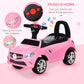 Aosom Kids Ride On Push Car, Foot-To-Floor Walking Sliding Toy Car For Toddler With Working Horn, Music, Headlights And Storage, Pink