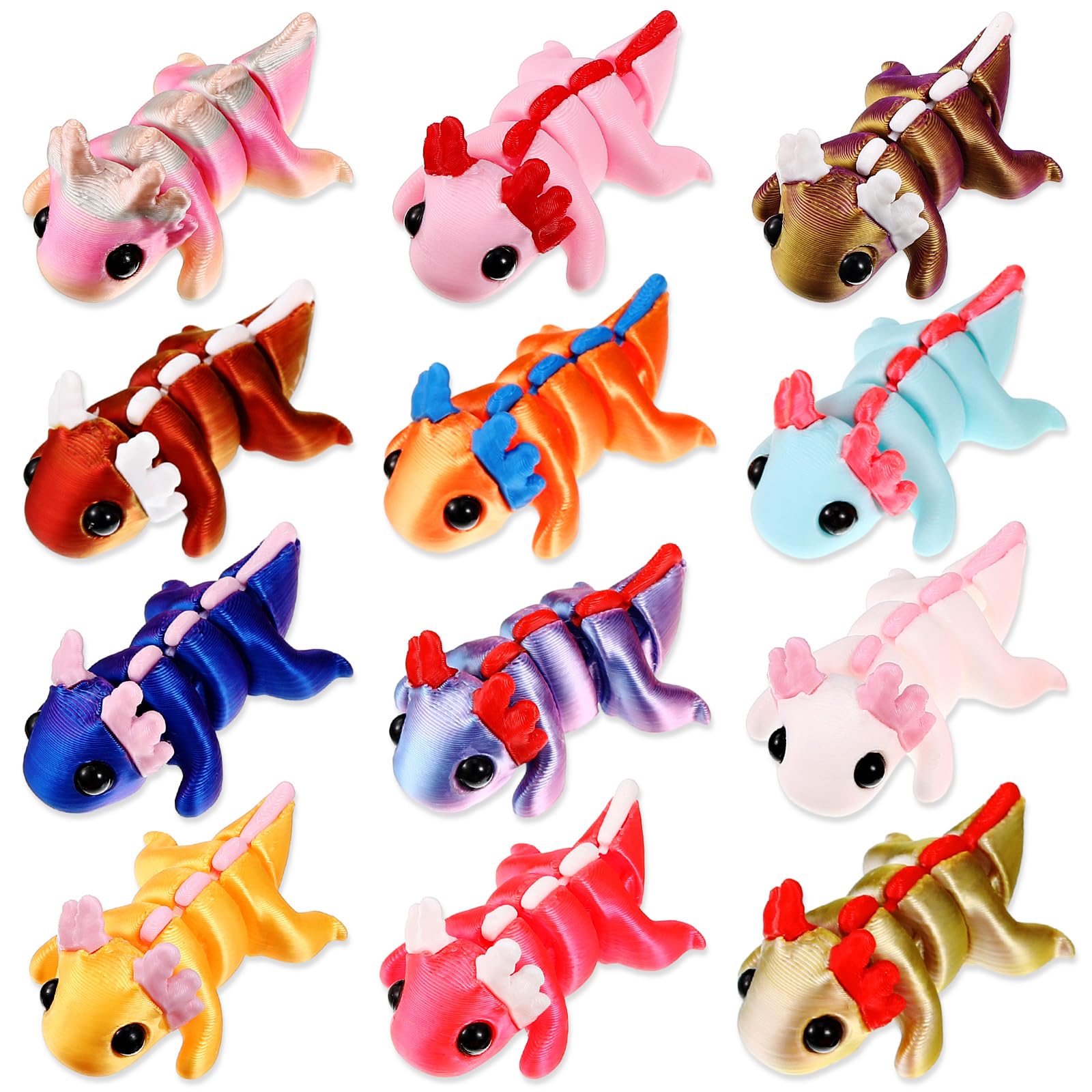 Honoson 12 Pcs 3D Printed Fidget Toy 3D Printed Cats Small Animal Toy Flexible Cute Articulating Pet Stress Relief Fidget Toys f