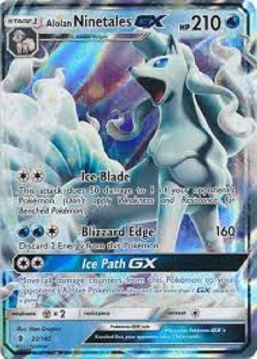 Pokemon Alolan Ninetales-Gx - 22/145 - Ultra Rare - Sun & Moon: Guardians Rising