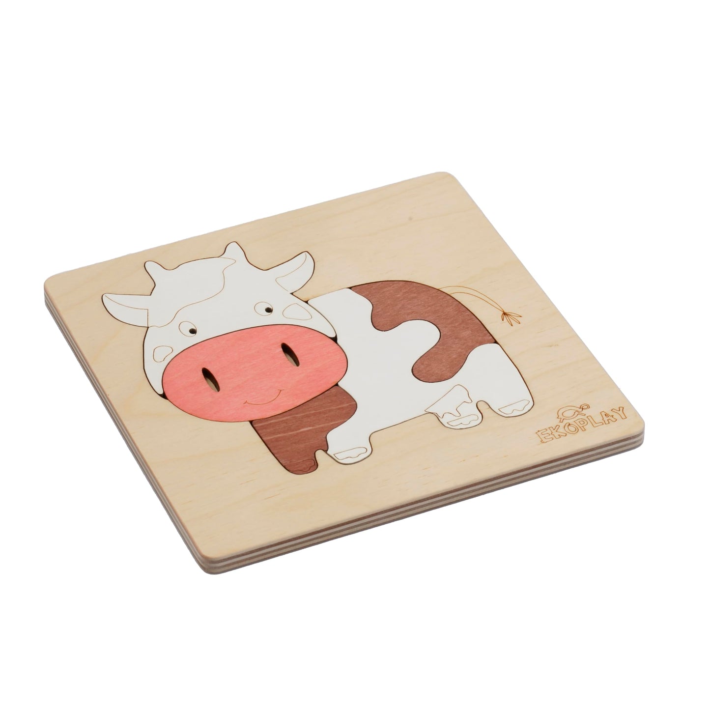 Happy Cow Wooden Puzzle For Kids | 5 Piece Jigsaw Puzzle For Preschool Kids | Learning Educational Toys Gifts For Boys Girls Age