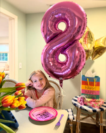 Pink 8 Balloon, Number Balloons 40 Inch, 8Th Birthday Decorations For Girls, Birthday Balloons, Pink Party Supplies, Number 8 Ba