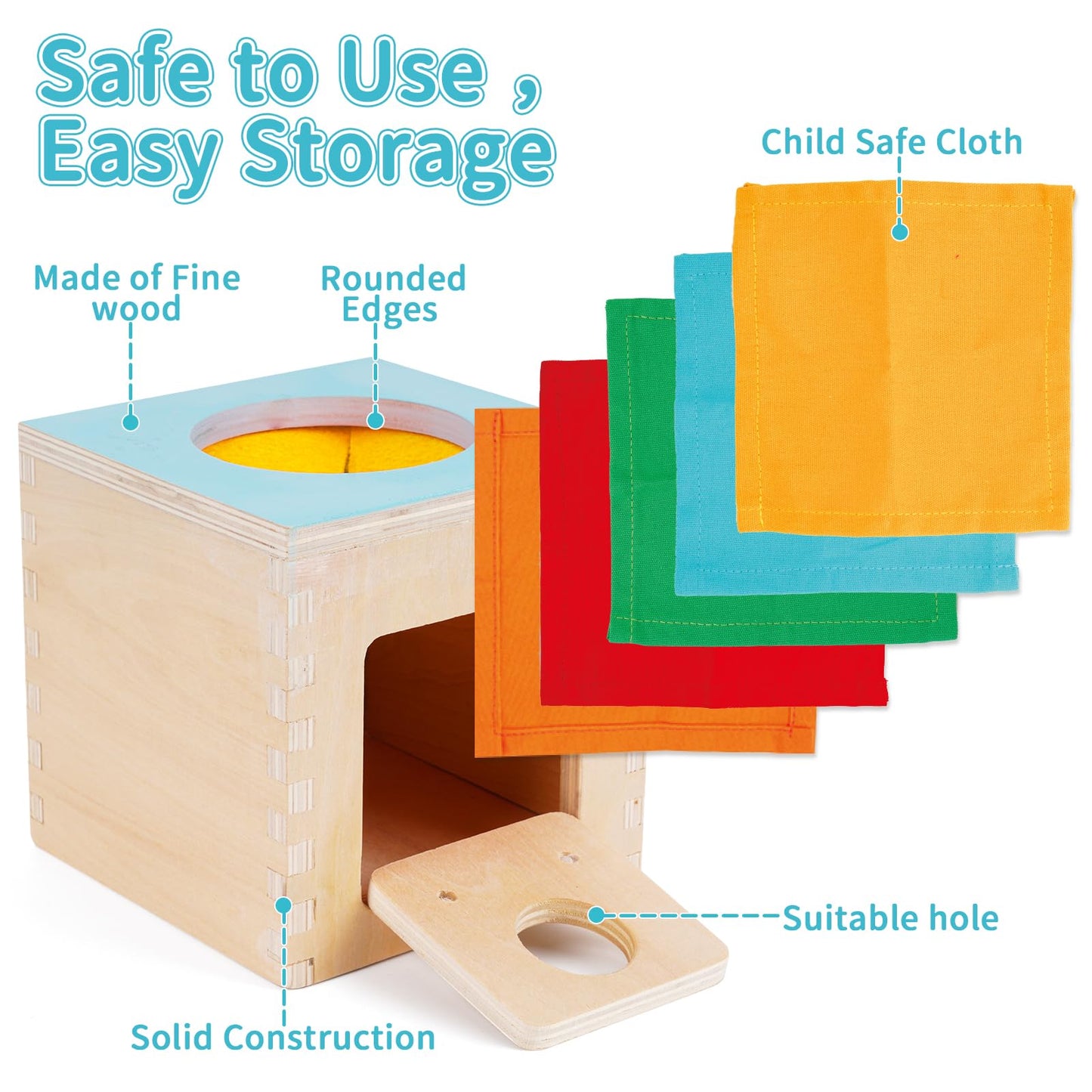 Fcsonu Kids Toddler Toys, Montessori Baby Toys 0-6-12 Months, 1 Year Old Wooden Baby Tissue Box Toy For Educational Learning Wit