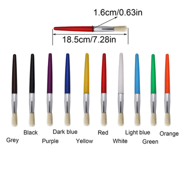 10 Pieces Assorted Colored Paint Brushes Set in 10 Colors and 8 Pieces Spill Proof Paint Cups for Kids School Supplies Art Class