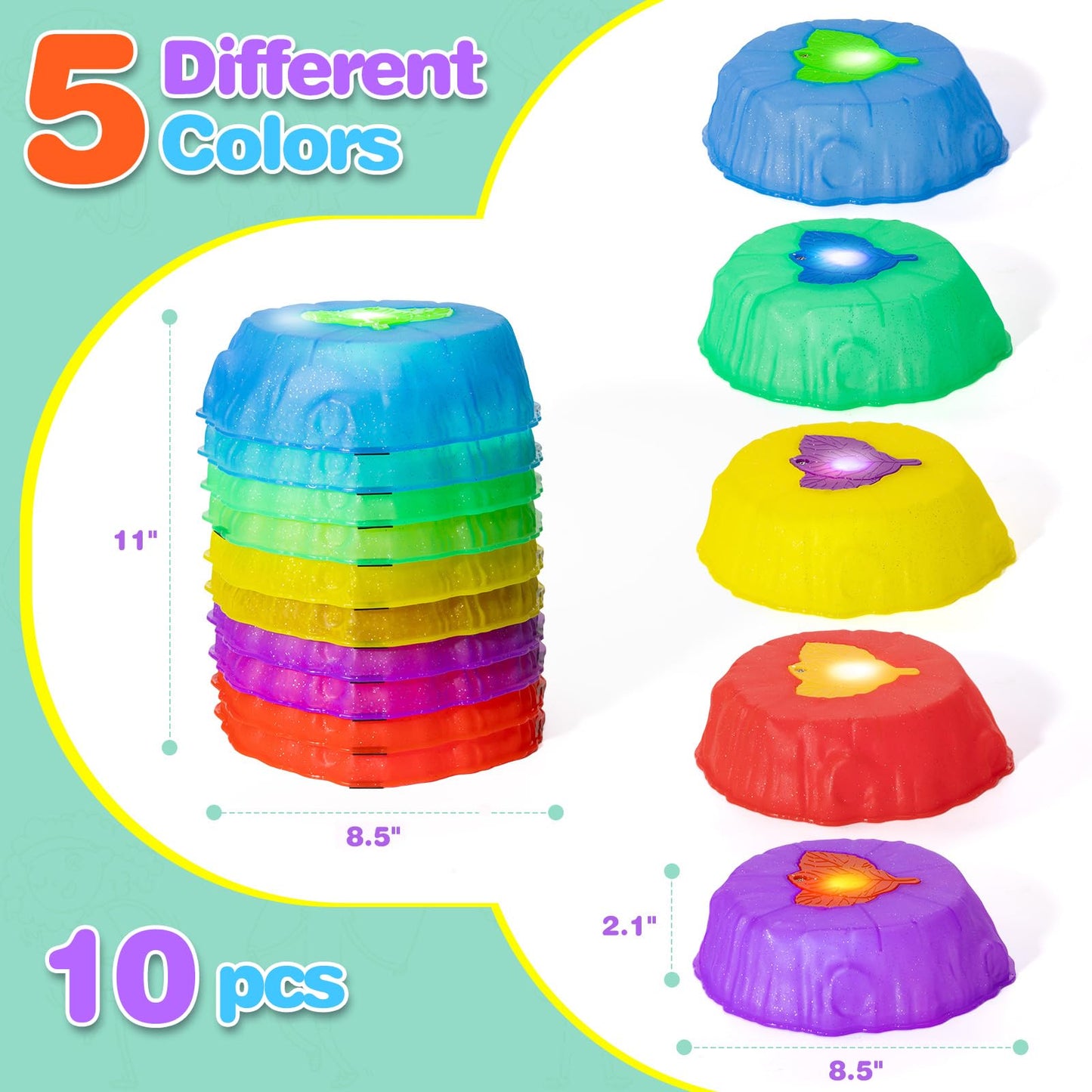 Stepping Stones for Kids, 10 Lighting Non-Slip Balance Stones for Toddlers Age 4-6 up to 70 LBS, Indoor & Outdoor Toy Gift for B