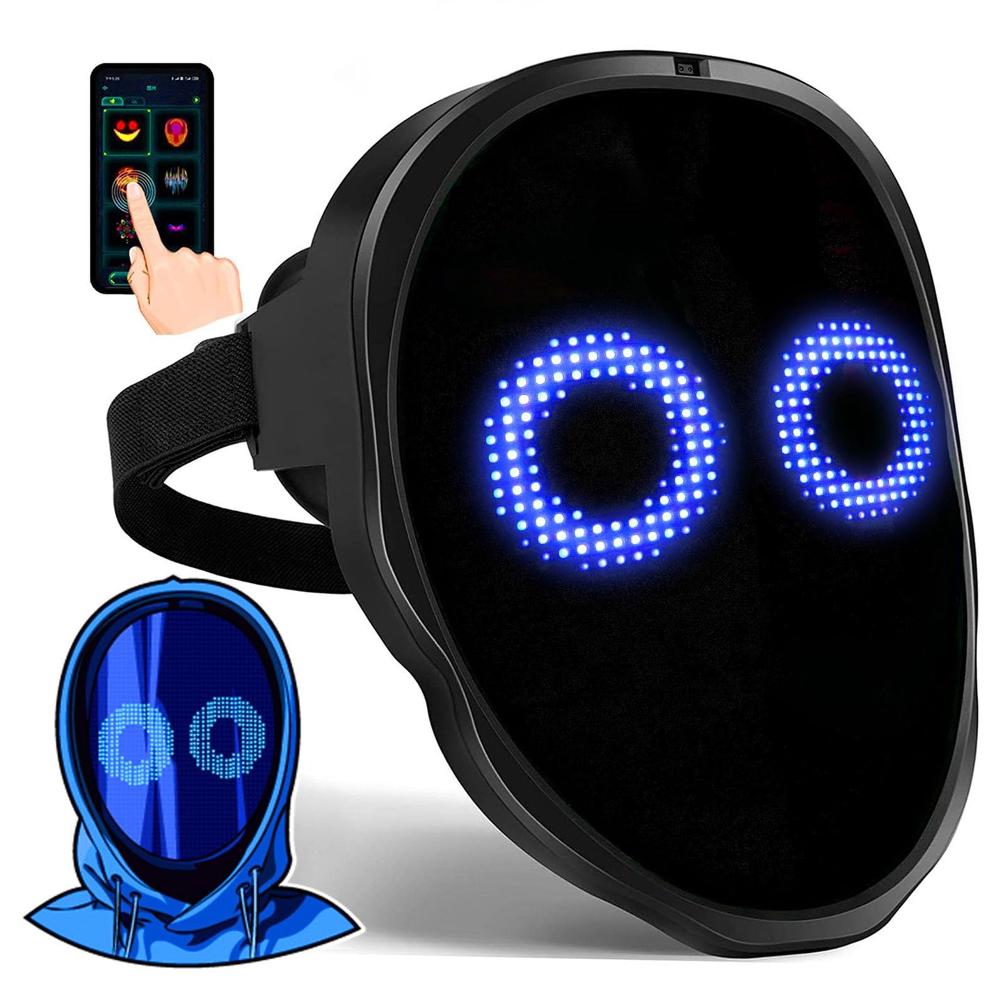 Face Transforming LED Mask with Bluetooth Programmable - LED Light Up Halloween Mask Digital Luminous Mask for Costume