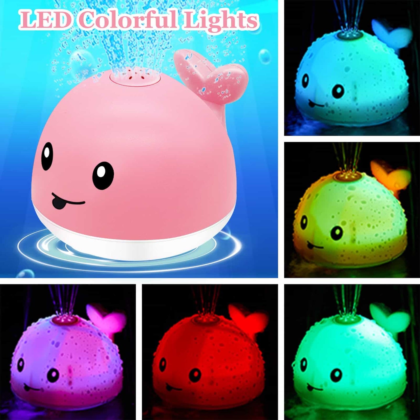 Baby Bath Toys 6-12 Months - Rechargeable Toddla Whale Bath Toys Sprinkler Light Up Pool Bathtub Tub Toys For Toddlers Infants K