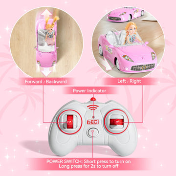 HapKid Pink Remote Control Car for Girls, 1:18 Scale RC Cars with LED Light, 2.4 GHZ Pink Truck Toy with 100 Min Long-Lasting Re