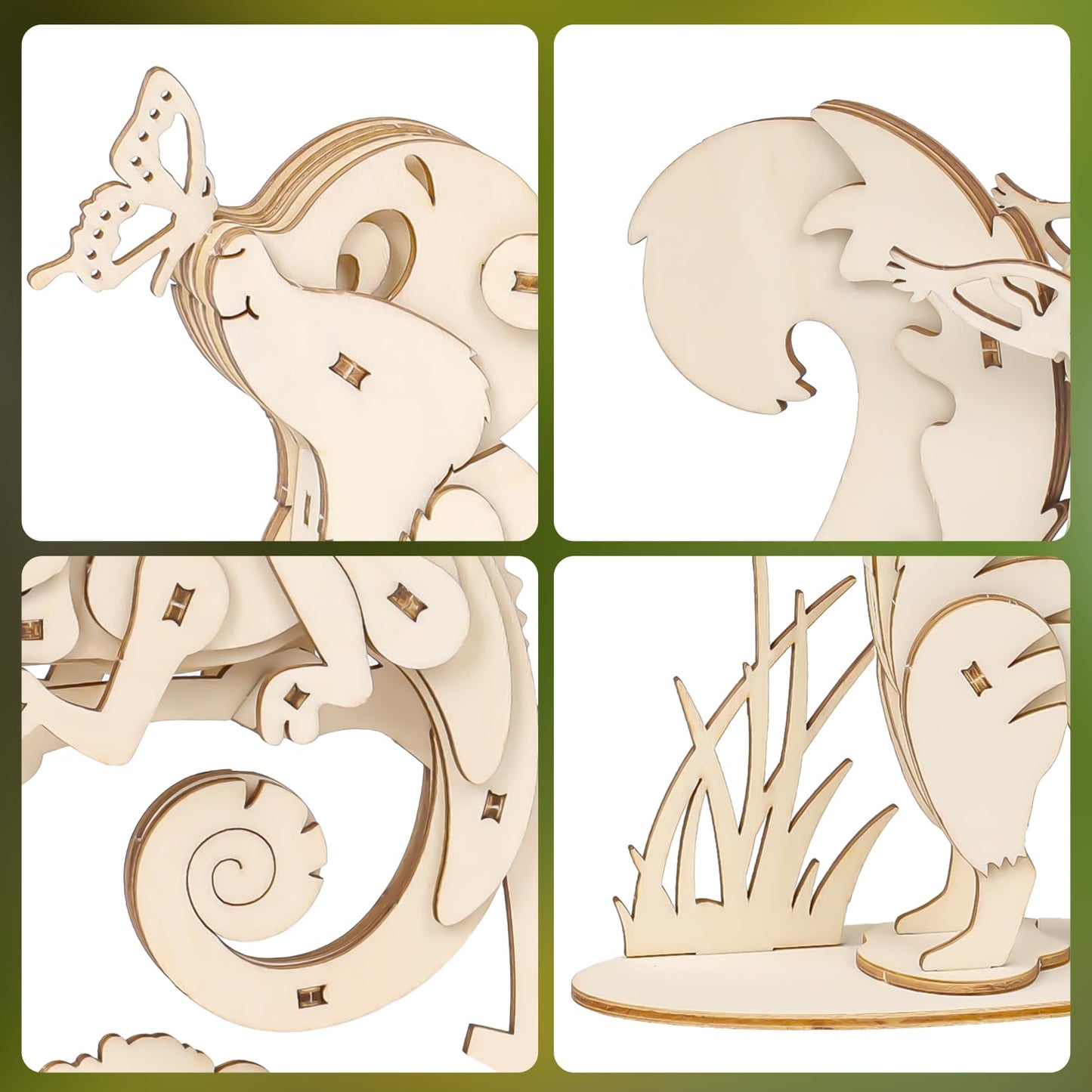Elx Wooden 3D Puzzles For Kids 6+, 4 Piece Set Animal Wooden Models, Wood Building Kits Stem Toys Peresents For Kids And Adults