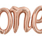 Toniful Rose Gold One Balloons Banner, 42*16 Inch Mylar Foil Script,Cursive Letter One Sign Banner Balloon Bunting Reusable Ecof
