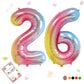 Smlpuame 40 Inch Number Balloons 0-9 Rainbow Gradient Large Number 26 Balloons, Digital Balloons For Birthday Party Celebration