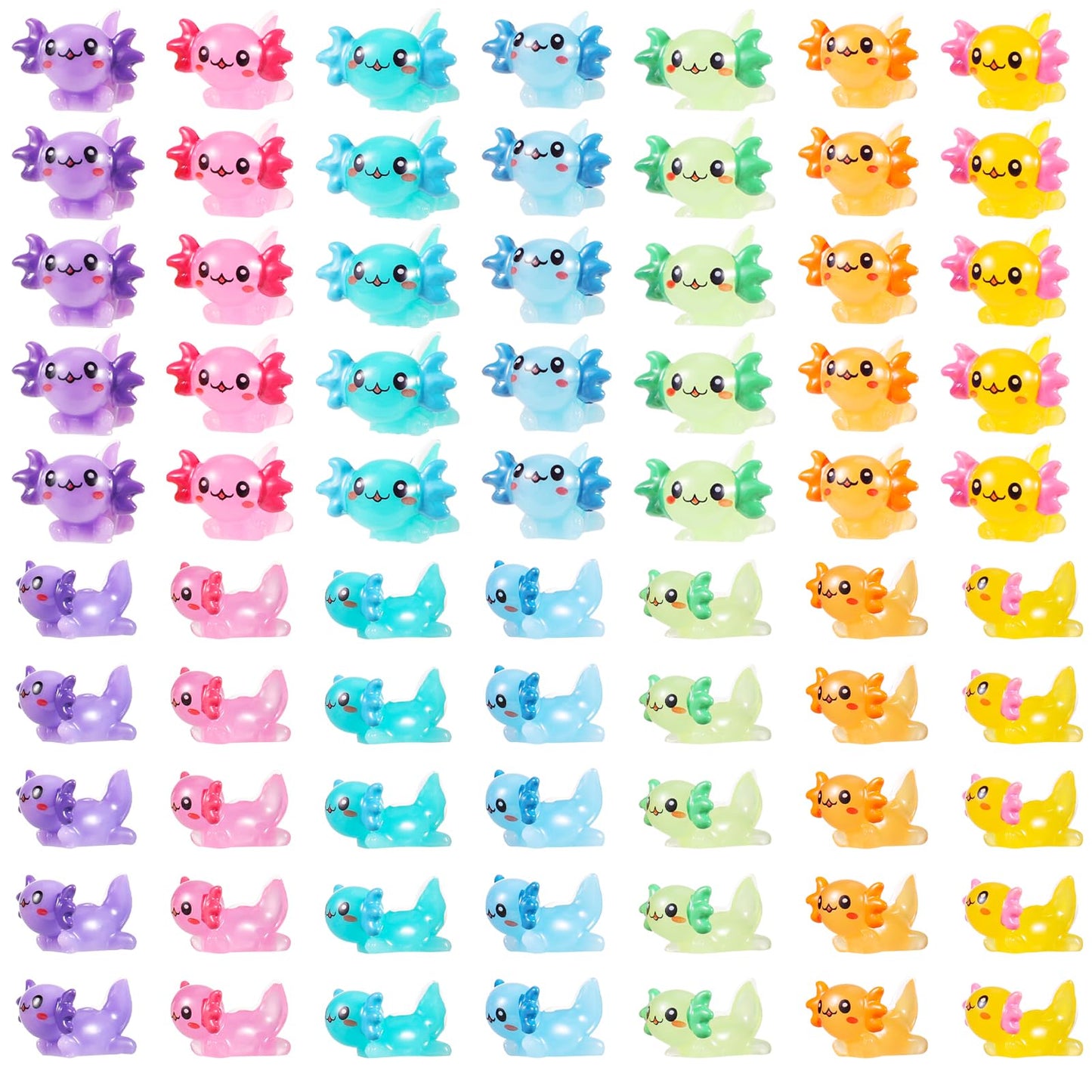 GGSTDDUP 70 Pcs Mini Resin Axolotl, Tiny Axolotl Miniature Figures Toy Mini Axolotl Charm Ornament for Fairy Garden Landscape Aq