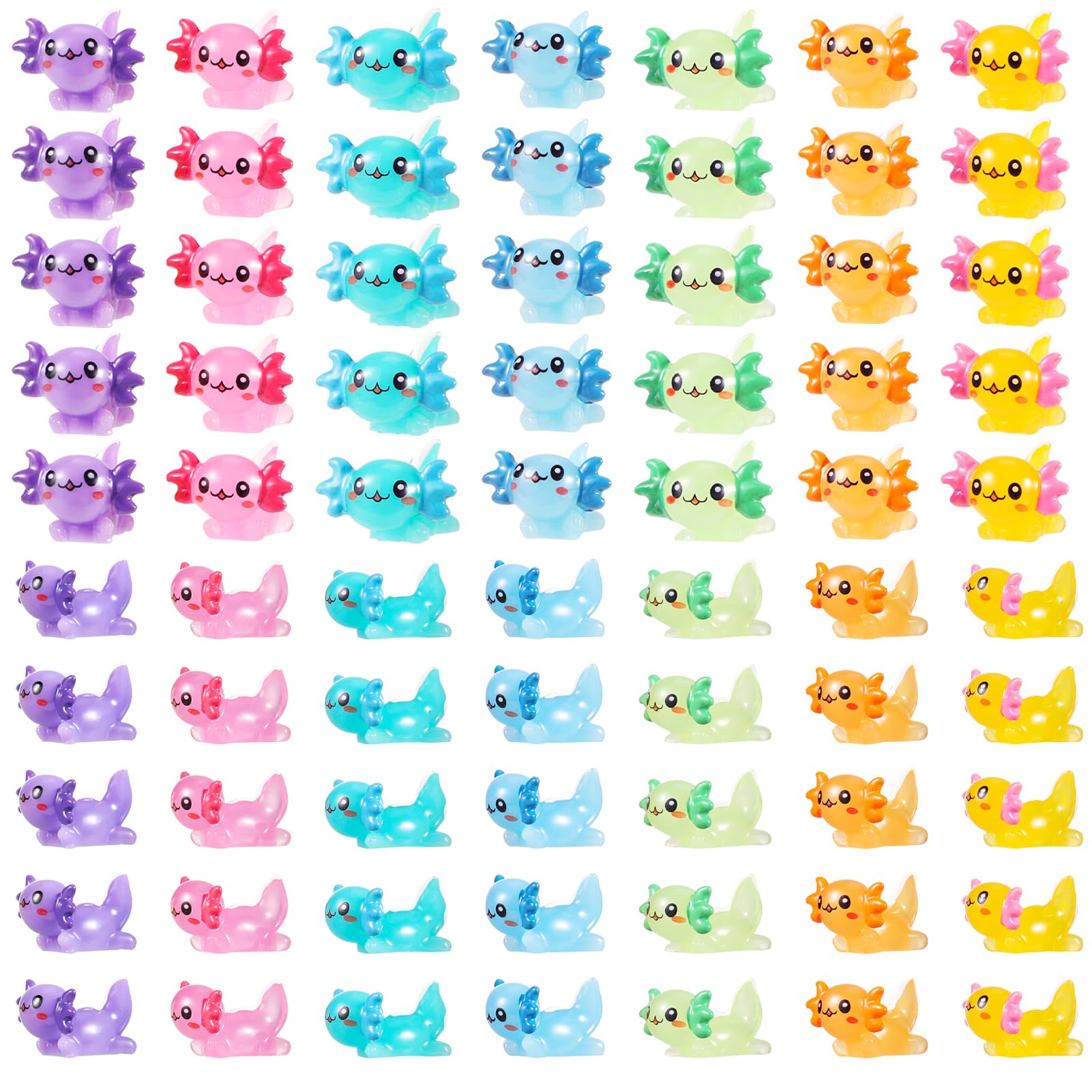 GGSTDDUP 70 Pcs Mini Resin Axolotl, Tiny Axolotl Miniature Figures Toy Mini Axolotl Charm Ornament for Fairy Garden Landscape Aq