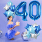 40 Inch Dark Blue Number Balloons 40, Large Royal Light Blue 40 Helium Foil Mylar Balloon, Globos Azules Self Inflating Silver S