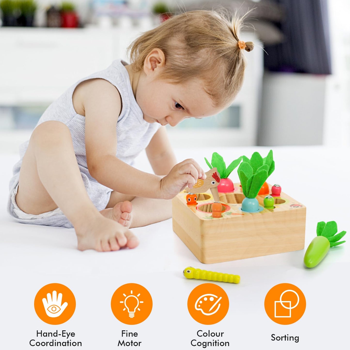 Ancaixin Montessori Toys For 1 Year Old, Magnetic Wooden Toys For 12 Months Boys And Girls, Educational Carrot Toy For Toddlers,