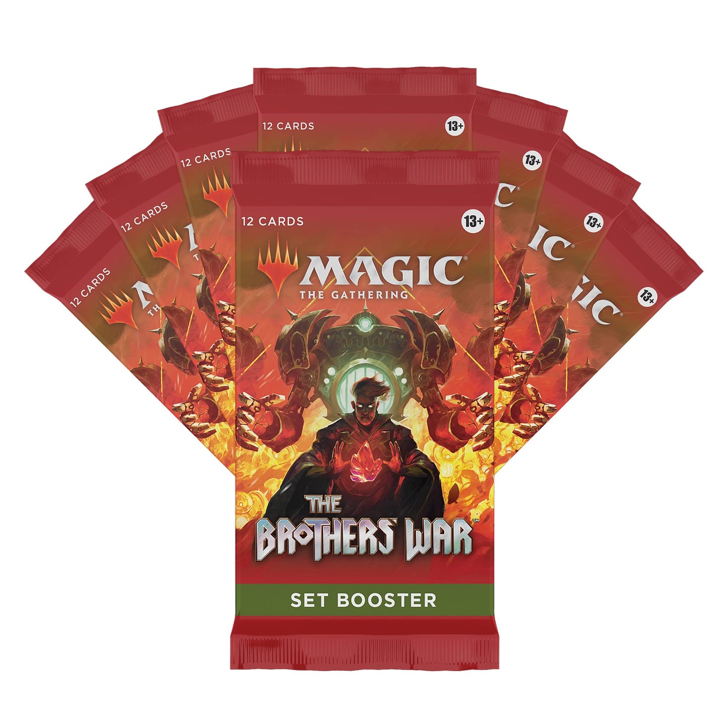 Magic The Gathering The Brothers War Bundle - Transformers Card, 8 Set Boosters, Green/Red, Model D03080000, Paper Material