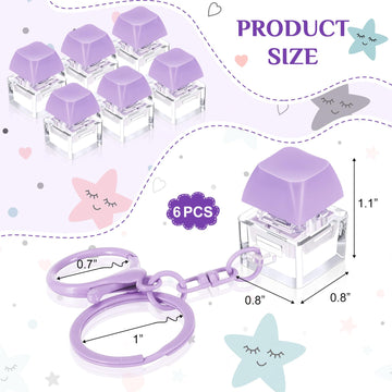 Shappy 6 Pcs Keyboard Fidget Toys  Fidget Keychain  Fidget Keyboard Clicker Keychain Gift  Keychain Button Stress Relief Gifts for mature-themed Office Home School  ADHD Toy  Cool Fidgets(Purple)