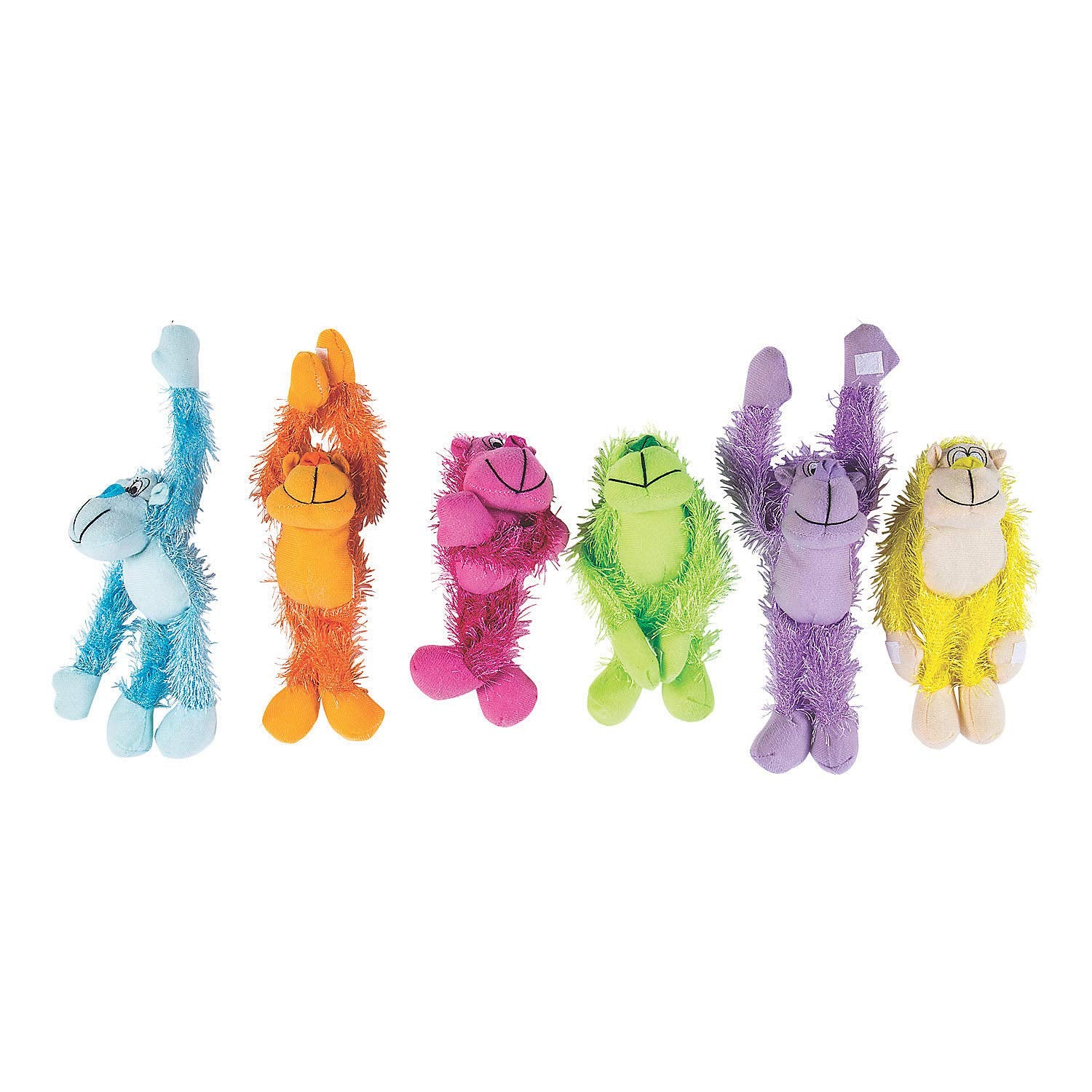 Fun Express Monkey Stuffed Animal Plush Bulk Pack - 12 Neon Long Armed Gorilla Toys for Kids Birthday Party Favors | Small Safari Jungle Animals for Decorations  Prizes & Gifts | enhanced Quality