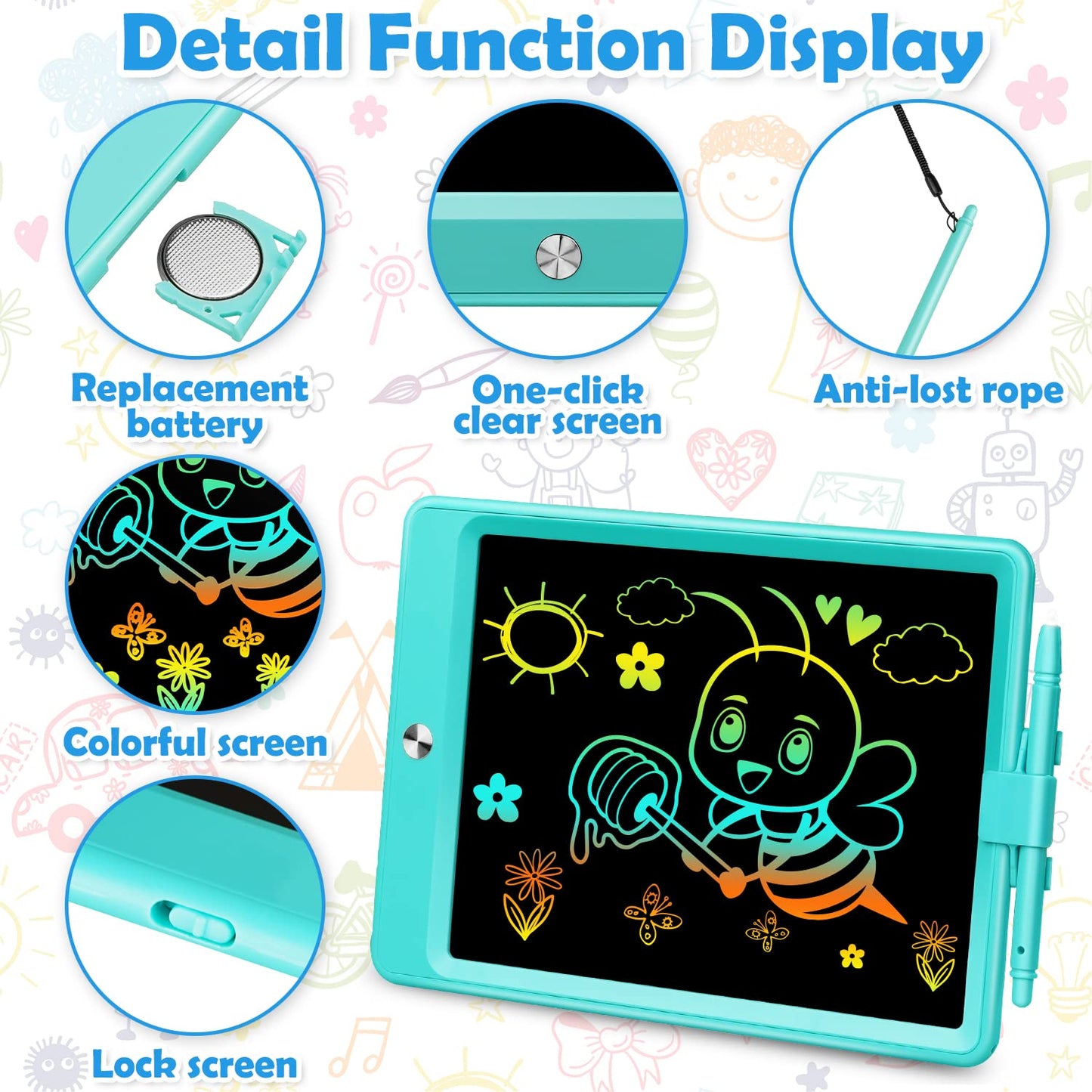 8.5 Inch Lcd Writing Tablet Toys For 3 4 5 6 7 8 Year Old Boys Girls Gifts, Colorful Drawing Board Writing Doodle Pad, Portable Scribbler Boards Educational Toys Gifts For Kids Learning (Blue)