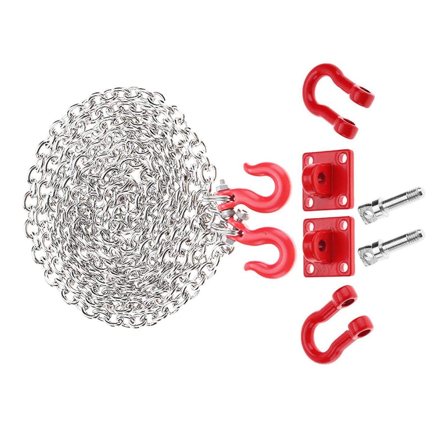 POCREATION RC Tow Hook Chain, U Shaped Tow Hook Trailer Chain Tow Hook Steel Tow Rope Assemble Parts for RC Climbing Crawler Car