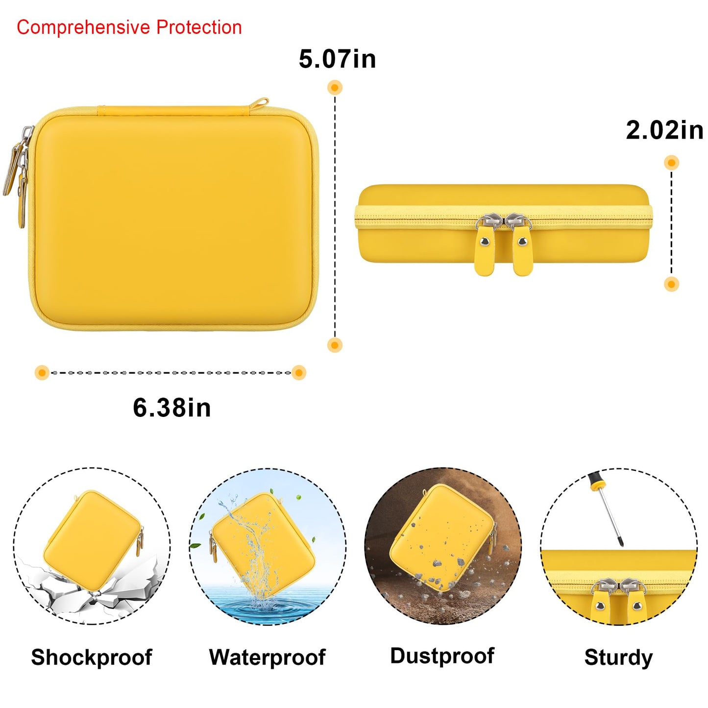 Elonbo Carrying Case for RG40XXV / RG405V Retro Handheld Game Console  Android Retro Handheld Gaming Travel Storage Cover Bag Linux System Games Organizer Holder  Mesh Pocket fits Cables  Yellow