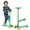 Aqua and Yellow 3 Wheel Scooter with Seat for Kids, Light-Up Wheels, Adjustable Lean to Steer Handlebar and Seat, Smooth Wheels,