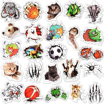 Susihi 3D Stickers For Kids 3D Laptop Stickers For Water Bottles Scrapbooking Cute 3D Waterproof Vinyl Sticker Bulk(50Pcs)