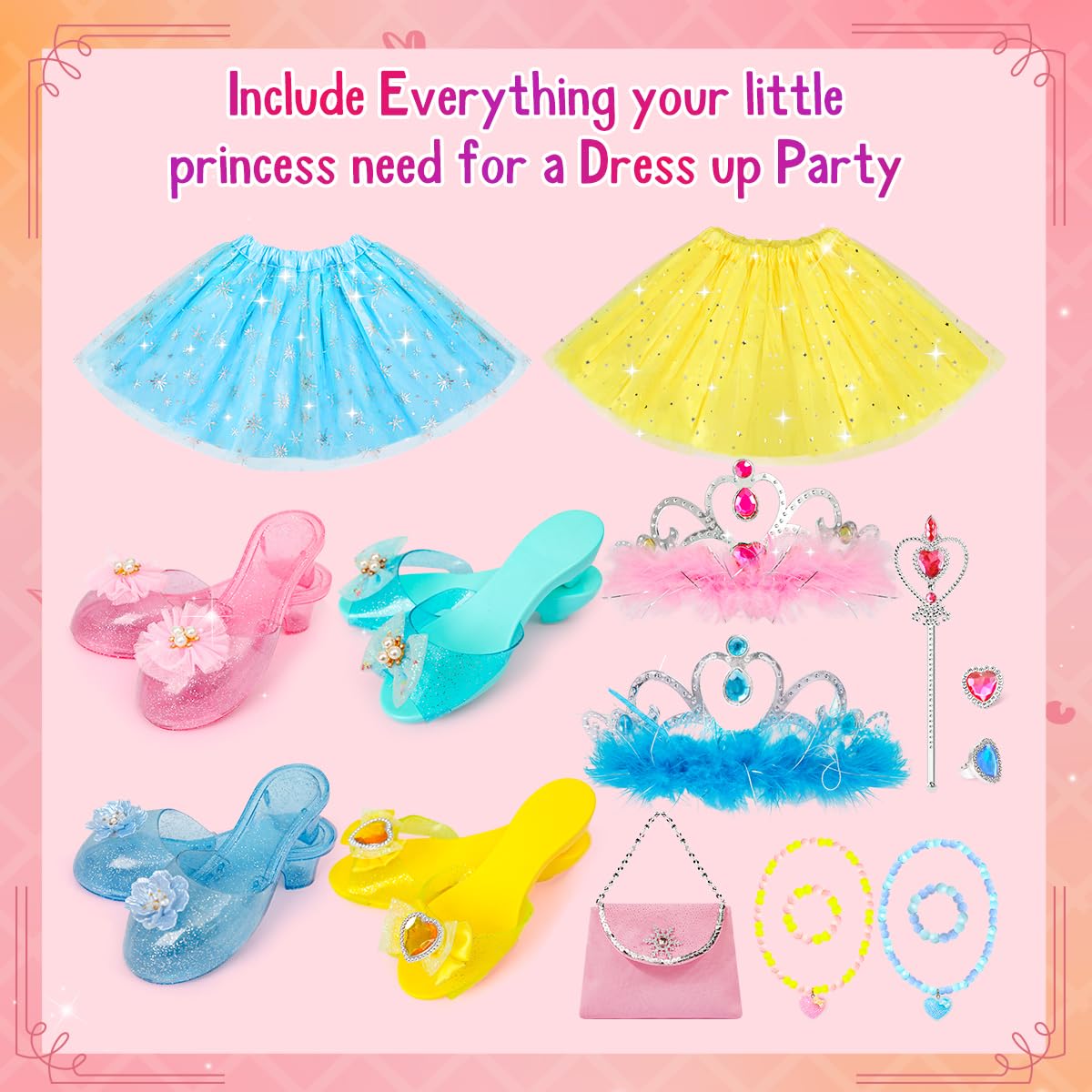 Meland Princess Dress Up For Girls 3-6 - Princess Toys For Girls Dress Up & Pretend Play, Girls Gift For Birthday Christmas