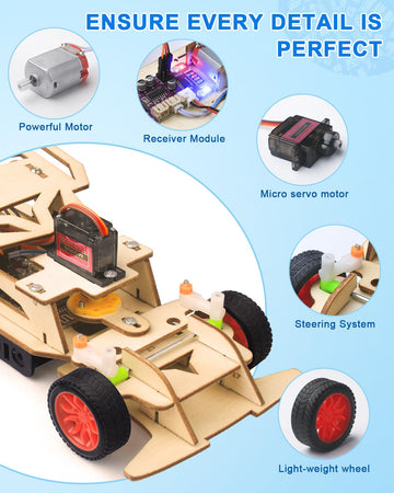 Poraxy Stem Kits For Kids Age 8-10,Toys For Boys Age 8-12,Building Remote Control Model Car,Wooden 3D Puzzles 8-13 Teenage Science Projects, Birthday Gifts For 8 9 10 11 12 13 Year Old Teen Boys Girls