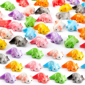 Colingmill 36 Pcs Mini Resin Axolotl Figurine Axolotl Valentine Gifts Tiny Animal Figurines Small Charm Ornament for DIY Craft D