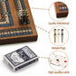 Wooden Cribbage Board Game Set, Travel Cribbage Board With Storage And Collapsible, With Magnetic Lock / 9 Metal Pegs/Full Deck