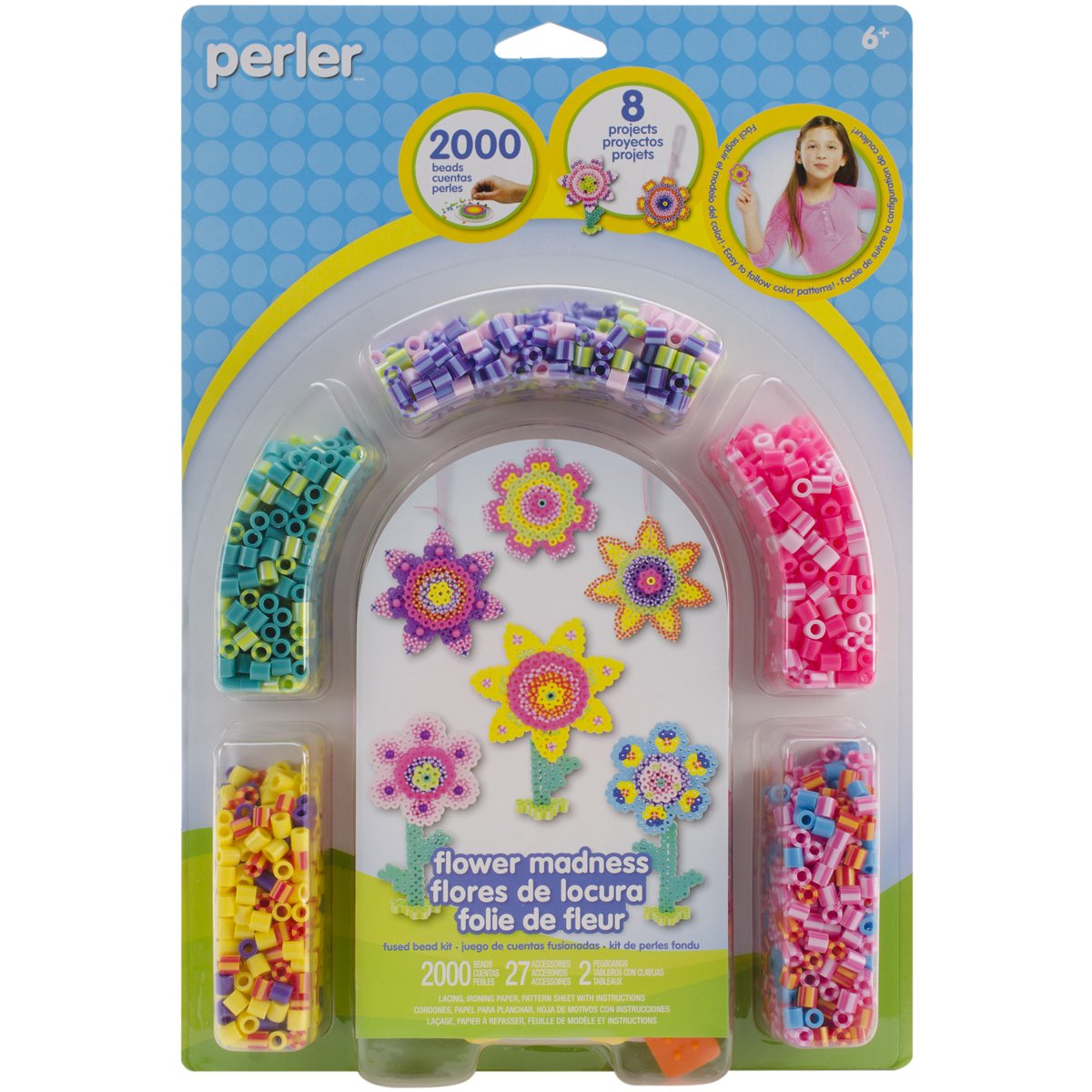 Perler Beads Flower Madness Fuse Bead Activity Kit for Kids, 2029 pcs