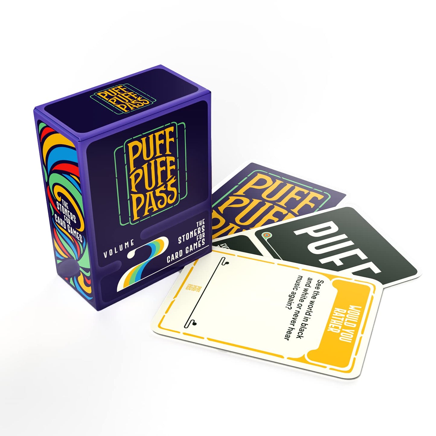 Puff Puff Pass Vol. 2: The Card Game for Stoners w/ 109 Hilarious Trivia, Conversation Starters, Would You Rathers, and More.
