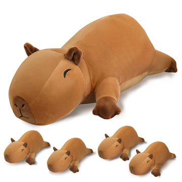 Sqeqe Stuffed Capybara Plush - Cute Capybara Mommy With 4 Babies Surprise Soft Animal Toy Christmas, Valentine'S, Birthday Gifts