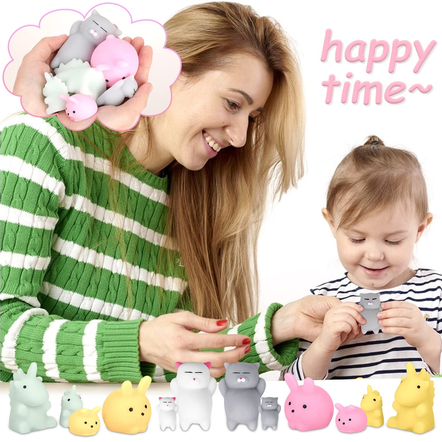 Squishies Mochi Squishy Toy, 12Pcs Jumbo & Mini,Party Favors For Kids Stress Reliever Anxiety Toys,Mini Kawaii Fidget Toys,Pinat