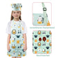 Pipoobear Kids Apron With Chef Hat For Boys And Girls Aged 2-6, Cute Toddler Aprons Set With Pocket For Cooking Baking Painting Gardening