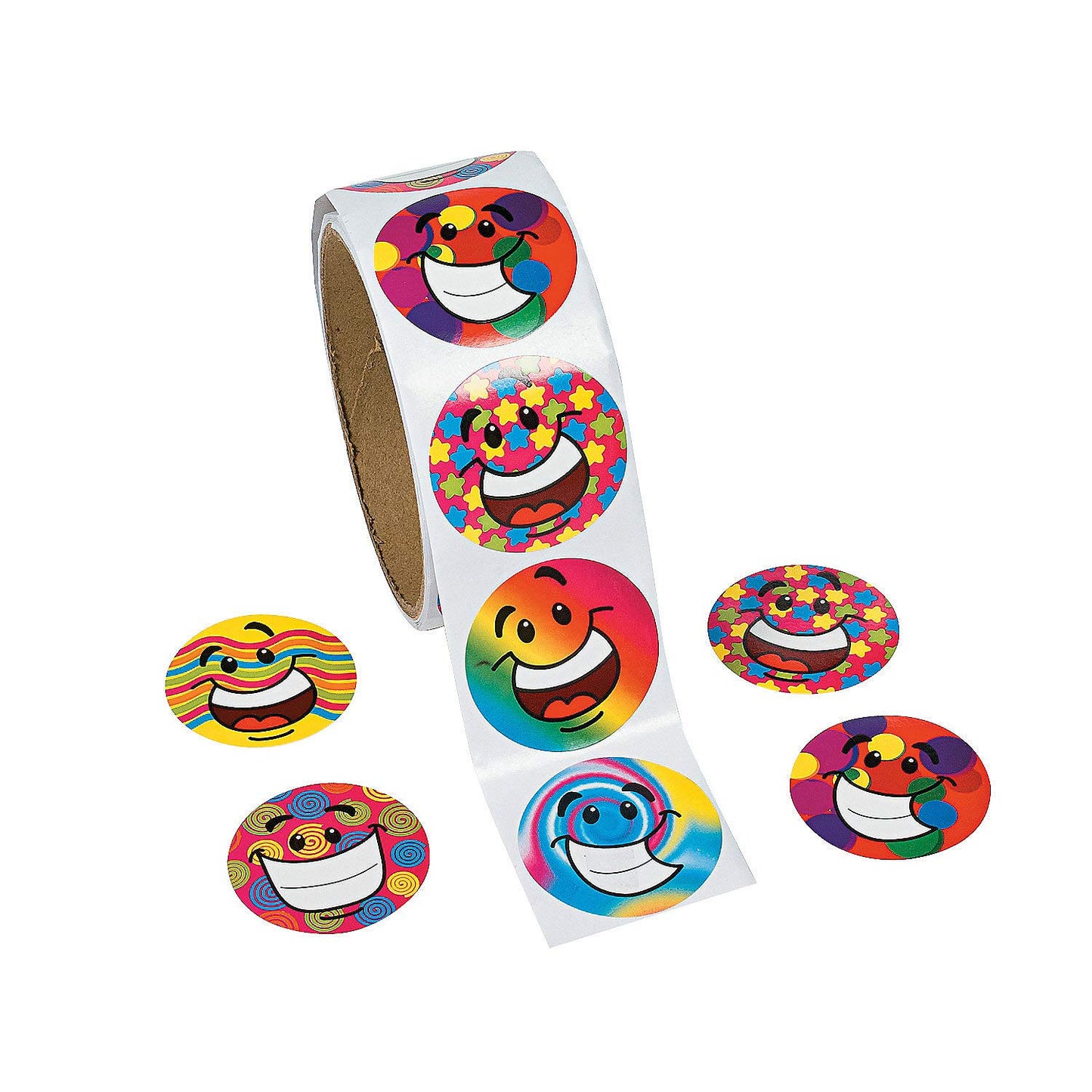 Fun Express - Funky Smile Face Stickers (100pc) - Stationery - Stickers - Stickers - Roll - 100 Pieces