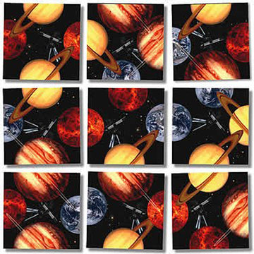 B.Dazzle Scramble Squares Planets 9-Piece Puzzle - Laminated Cardboard, Engaging Brain Teaser, 4.8x10.4 inches, Black