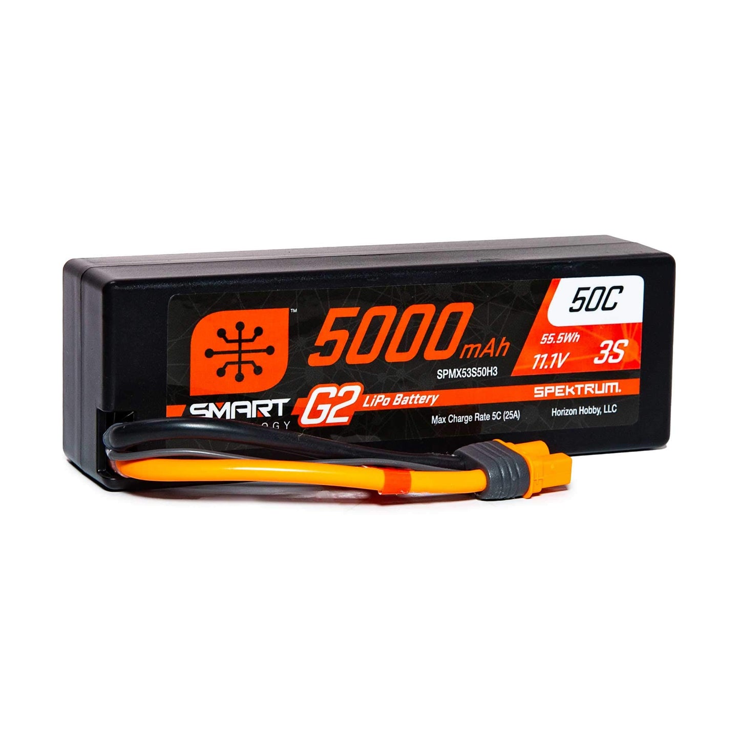 Spektrum 11.1V 5000mAh 3S 50C Smart LiPo G2 Hard Case: IC3, SPMX53S50H3